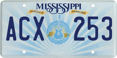 MS license plate ACX253