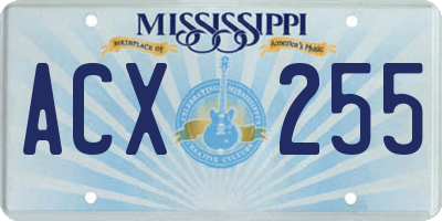 MS license plate ACX255