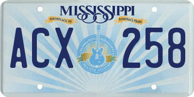 MS license plate ACX258