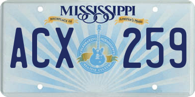 MS license plate ACX259
