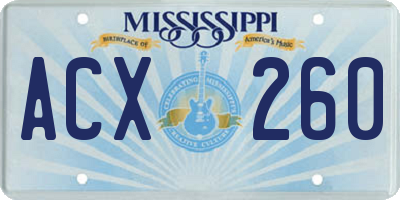 MS license plate ACX260