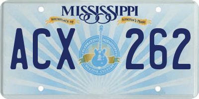 MS license plate ACX262