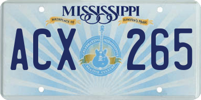 MS license plate ACX265