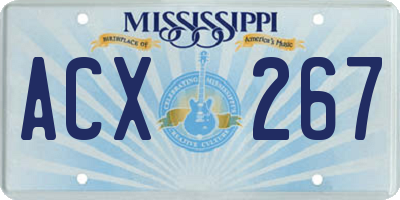 MS license plate ACX267