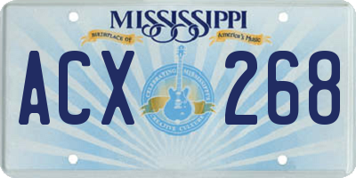 MS license plate ACX268
