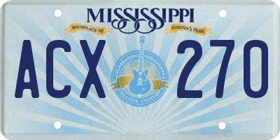 MS license plate ACX270