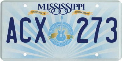 MS license plate ACX273
