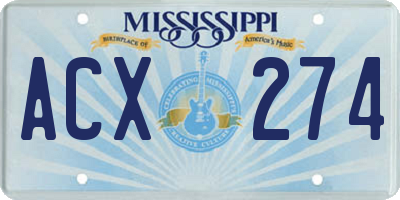 MS license plate ACX274