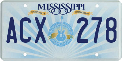 MS license plate ACX278