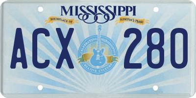 MS license plate ACX280