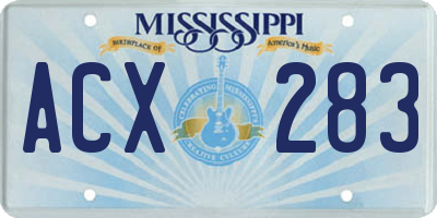 MS license plate ACX283