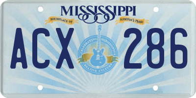 MS license plate ACX286
