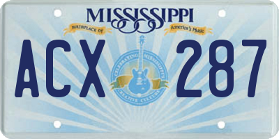MS license plate ACX287