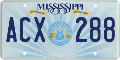 MS license plate ACX288