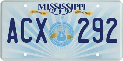MS license plate ACX292