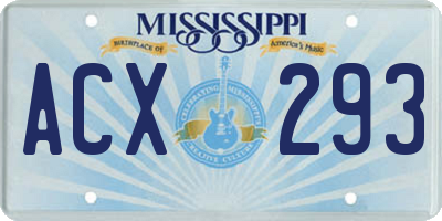 MS license plate ACX293