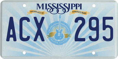 MS license plate ACX295