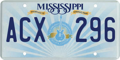 MS license plate ACX296