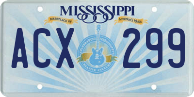 MS license plate ACX299