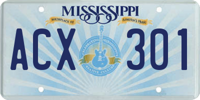 MS license plate ACX301