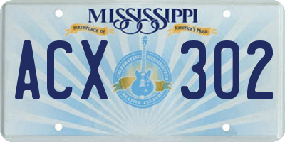 MS license plate ACX302