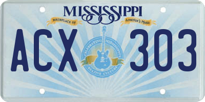 MS license plate ACX303