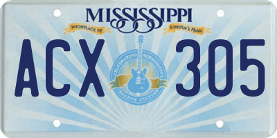 MS license plate ACX305