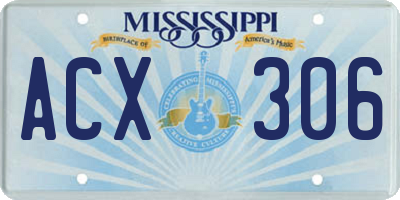 MS license plate ACX306