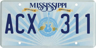 MS license plate ACX311