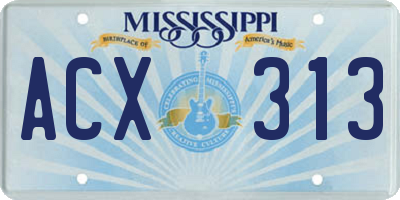 MS license plate ACX313