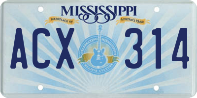 MS license plate ACX314
