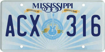 MS license plate ACX316