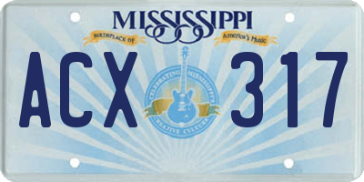 MS license plate ACX317