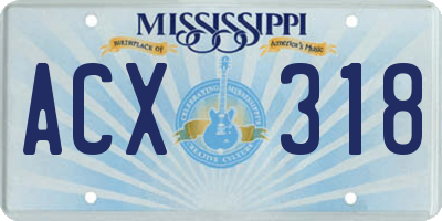 MS license plate ACX318