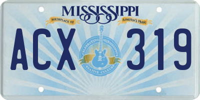 MS license plate ACX319