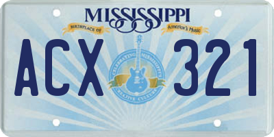 MS license plate ACX321