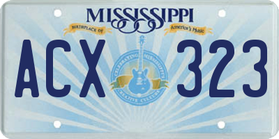 MS license plate ACX323