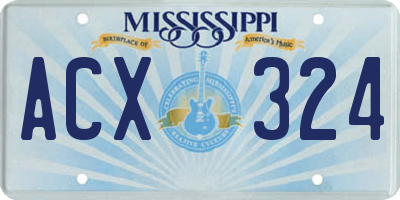 MS license plate ACX324