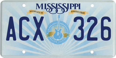 MS license plate ACX326