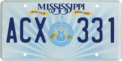 MS license plate ACX331