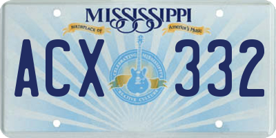 MS license plate ACX332
