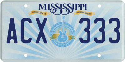 MS license plate ACX333