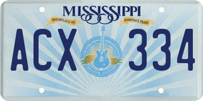 MS license plate ACX334