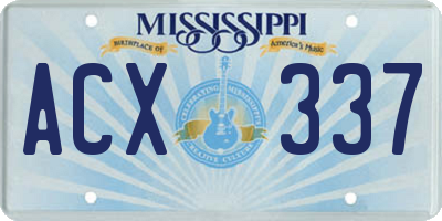 MS license plate ACX337
