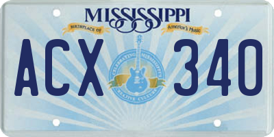 MS license plate ACX340