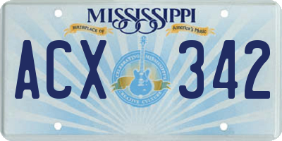 MS license plate ACX342