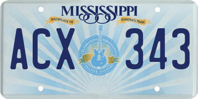 MS license plate ACX343