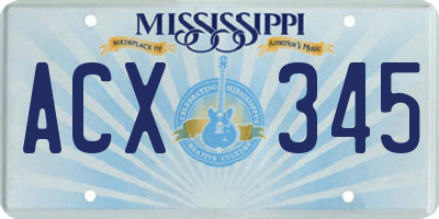 MS license plate ACX345