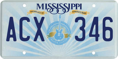 MS license plate ACX346