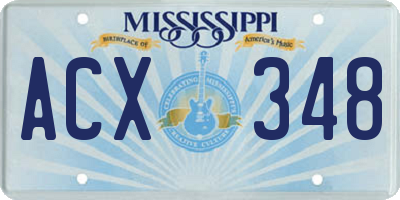 MS license plate ACX348